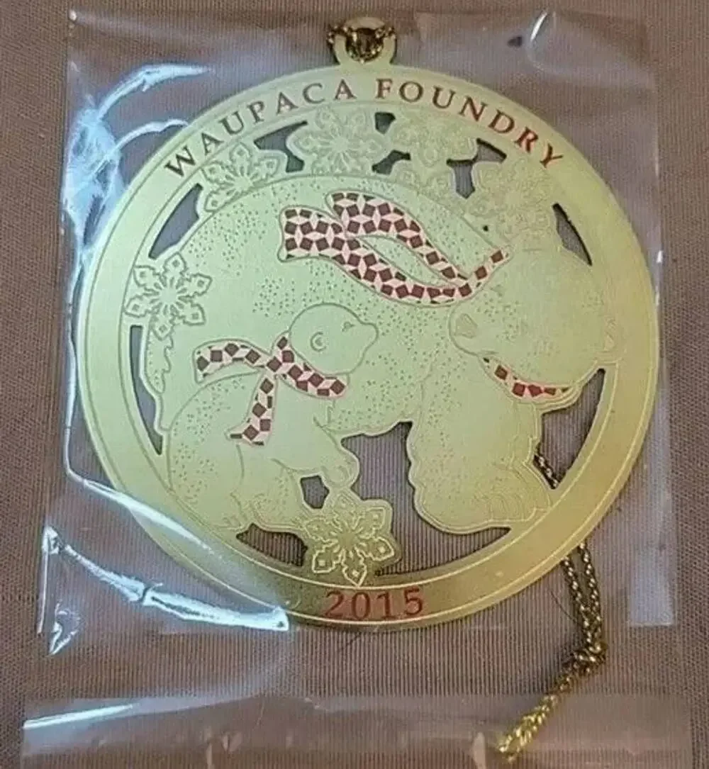 Gold Ornament with Red Accents Waupaca Foundry 2015 Employee Gratitude Gift